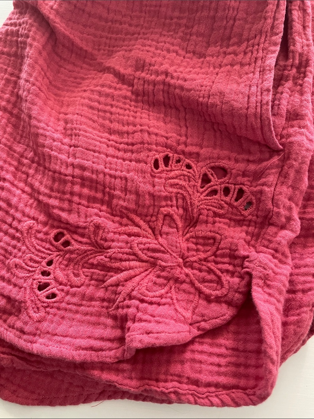 Universal Thread Pink Drawstring Gauze Shorts with Eyelet Floral Detail (0062) - Picture 3 of 4